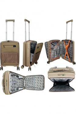 AESIR, COLLECTION DE 3 VALISES EN POLYPROPYLÈNE ET CABINE POCHE ORDINATEUR BI-MATIÈRE. (HLS-218) BEIGE-BEIGE
