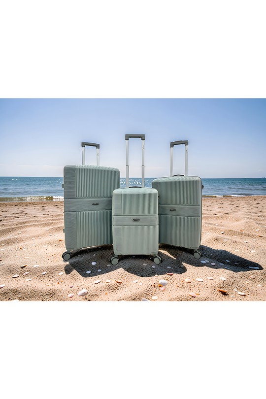 SHORE, lot de 3 valises ultra-légère en polypropylène (901-Gris Quartz)-CÉLADON