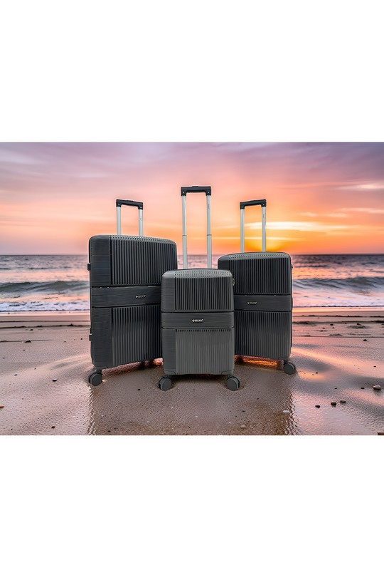 SHORE, lot de 3 valises ultra-légère en polypropylène (901-Noir)-NOIR