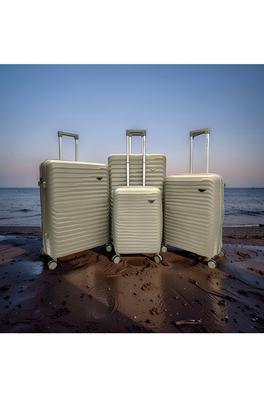 HORIZON, LOT DE 4 VALISES EN POLYPROPYLÈNE AVEC SOUFFLET EXTENSIBLE. (HLS-05-VERT MILITAIRE)-ANIS