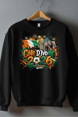 Cdm26 Cote d_ivoire - Sweat Col Rond Homme-NOIR