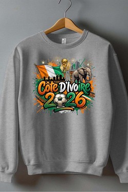 Cdm26 Cote d_ivoire - Sweat Col Rond Homme-NOIR