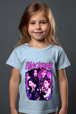Black pink Bootleg 01 - Tshirt Fille - FC-BLEU CIEL
