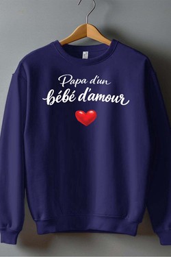 Papa 2 bebe damour - Sweat Col Rond Homme-GRIS