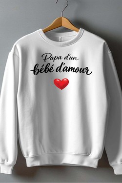 Papa 2 bebe damour - Sweat Col Rond Homme-GRIS