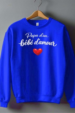 Papa 2 bebe damour - Sweat Col Rond Homme-GRIS
