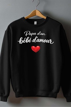 Papa 2 bebe damour - Sweat Col Rond Homme-GRIS