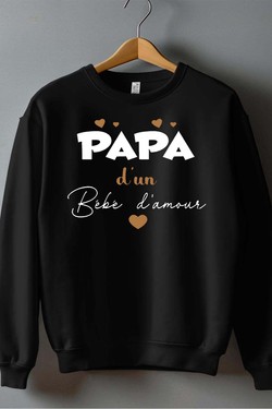Papa bebe damour OR - Sweat Col Rond Homme-NOIR