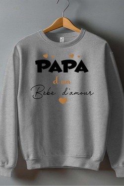 Papa bebe damour OR - Sweat Col Rond Homme-NOIR