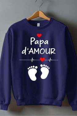 Papa D'amour - Sweat Col Rond Homme-BLEU ROI