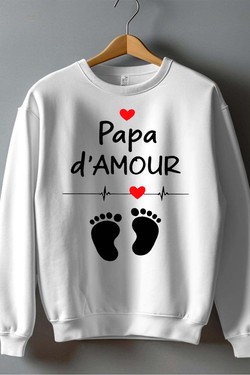 Papa D'amour - Sweat Col Rond Homme-BLEU ROI