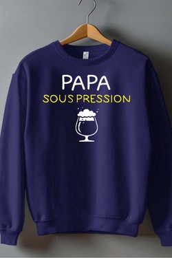 papa sous pression - Sweat Col Rond Homme-MARINE