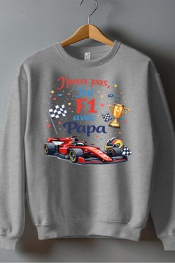 Peux pas... F1 avec papa - Sweat Col Rond Homme-BLANC