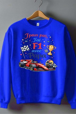 Peux pas... F1 avec papa - Sweat Col Rond Homme-BLANC