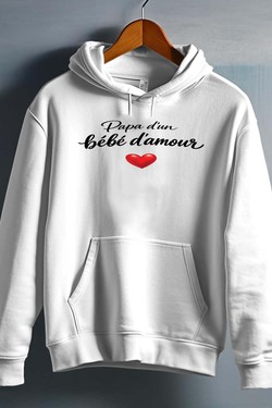 Papa 2 bebe damour - Sweat capuche Homme-BLANC