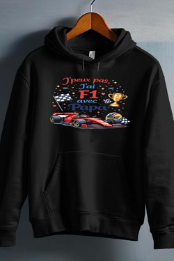 Peux pas... F1 avec papa - Sweat capuche Homme-GRIS