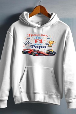 Peux pas... F1 avec papa - Sweat capuche Homme-GRIS