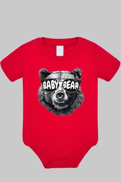 Le baby  Ours K1 - Body bébé-ROUGE