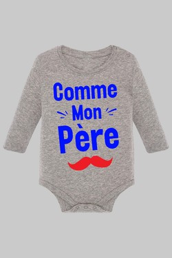 comme  mon pere - Body Manche longue bébé-GRIS