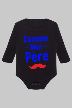 comme  mon pere - Body Manche longue bébé-GRIS