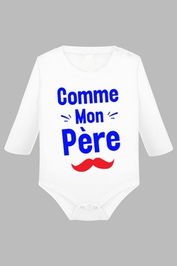 comme  mon pere - Body Manche longue bébé-GRIS