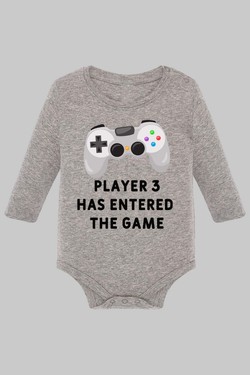player 3 - Body Manche longue bébé-GRIS