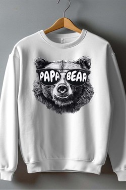Le Papa Ours K1 - Sweat Col Rond Homme-BLANC