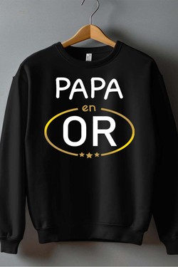 papa en or - Sweat Col Rond Homme-GRIS