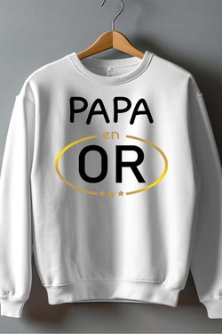 papa en or - Sweat Col Rond Homme-GRIS