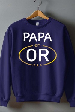 papa en or - Sweat Col Rond Homme-GRIS