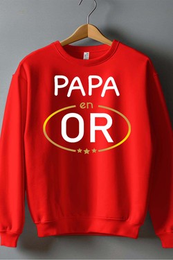 papa en or - Sweat Col Rond Homme-GRIS