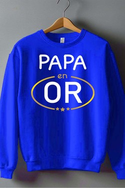 papa en or - Sweat Col Rond Homme-GRIS