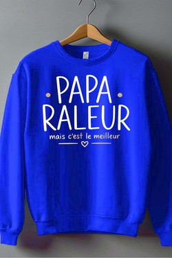 papa raleur BLANC-kamel-khedimallah - Sweat Col Rond Homme-BLEU ROI
