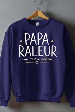 papa raleur BLANC-kamel-khedimallah - Sweat Col Rond Homme-BLEU ROI