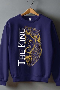 THE king - Sweat Col Rond Homme-BLEU ROI