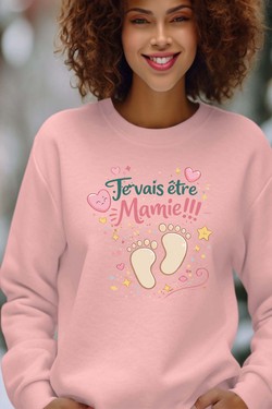 etre mamie Pied BB - Sweat Col Rond Femme-GRIS