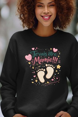 etre mamie Pied BB - Sweat Col Rond Femme-GRIS