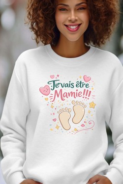 etre mamie Pied BB - Sweat Col Rond Femme-GRIS