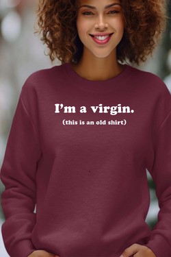 im a virgin - Sweat Col Rond Femme-ROUGE