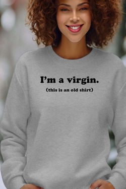 im a virgin - Sweat Col Rond Femme-ROUGE