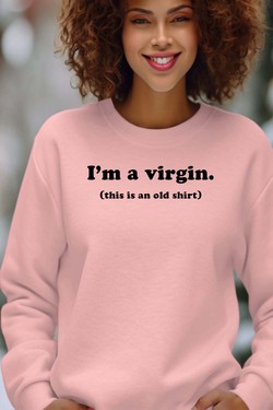 im a virgin - Sweat Col Rond Femme-ROUGE