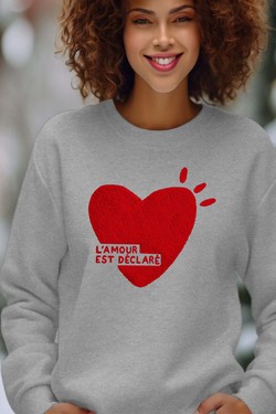 lamour declare - Sweat Col Rond Femme-ROSE