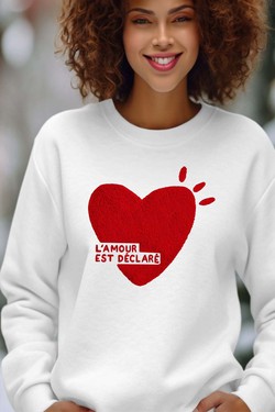 lamour declare - Sweat Col Rond Femme-ROSE