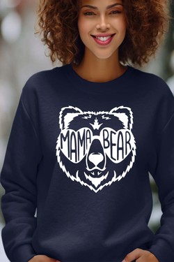 mama bear ours - Sweat Col Rond Femme-MARINE