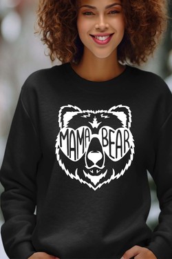 mama bear ours - Sweat Col Rond Femme-MARINE