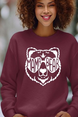 mama bear ours - Sweat Col Rond Femme-MARINE