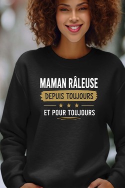 maman raleuse Toujours - Sweat Col Rond Femme-BLEU ROI