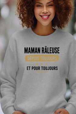 maman raleuse Toujours - Sweat Col Rond Femme-BLEU ROI