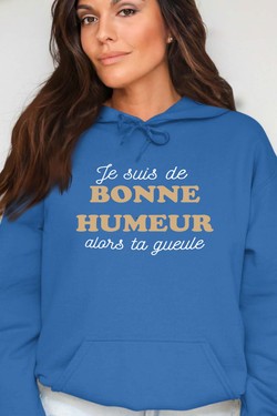 je suis de bonne humeur - Sweat Capuche Femme-MARINE