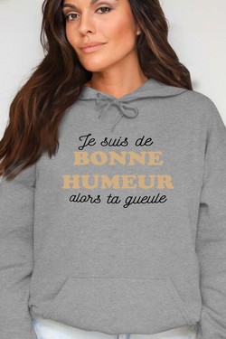 je suis de bonne humeur - Sweat Capuche Femme-MARINE